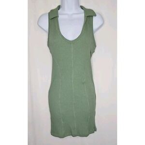 BDG Women's Green Ribbed Bodycon Sleeveless Mini Dress Size Medium NWOT